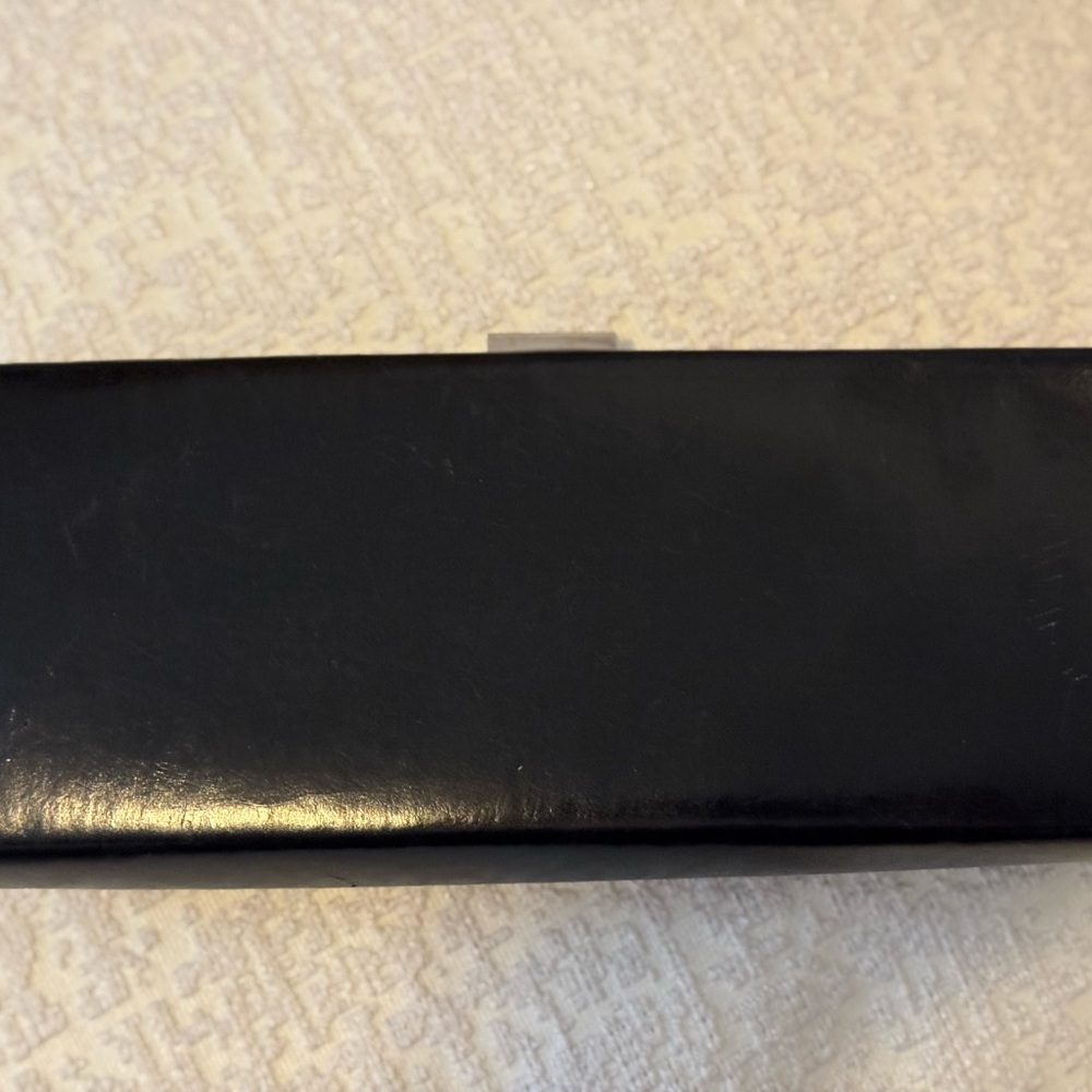 Classic Black Leather Clutch with Structured Design
